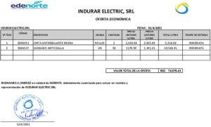 Icon of INDURAR ELECTRIC, SRL
                                                                                           OFERTA ECONOMICA