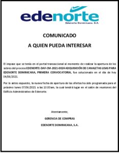 Icon of COMUNICADO 
                 A QUIEN PUEDA INTERESAR 
                              
        El impase que se tenía en el portal transaccional al momento de realizar la apertura de los