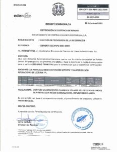 Icon of CERTIFICADO EXISTENCIA DE FONDOS