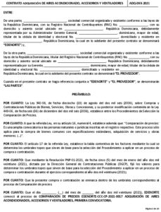 Icon of CONTRATO ADQUISICIÓN DE AIRES ACONDICIONADO, ACCESORIOS Y VENTILADORES    ADQ-0XX-2021