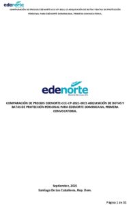 Icon of COMPARACIÓN DE PRECIOS EDENORTE-CCC-CP-2021-15 ADQUISICIÓN DE BOTAS Y BATAS DE PROTECCIÓN