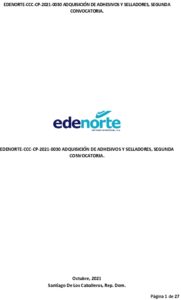 Icon of EDENORTE-CCC-CP-2021-0030 ADQUISICIÓN DE ADHESIVOS Y SELLADORES, SEGUNDA