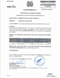 Icon of CERTIFICADO EXISTENCIA DE FONDOS CD-2022-0004