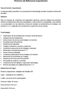 Icon of Términos de Referencia Capacitación: 
                     
                     
                    Tipo de Servicio: Capacitación.