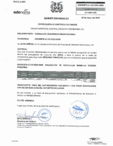 Icon of CERTIFICADO EXISTENCIA DE FONDOS CD-2022-0009