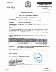 Icon of CERTIFICADO EXISTENCIA DE FONDOS CD-2022-0021