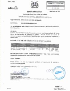 Icon of CERTIFICADO EXISTENCIA DE FONDOS CD-2022-0027
