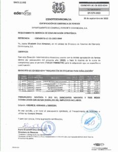 Icon of CERTIFICADO EXISTENCIA DE FONDOS CD-2022-0044