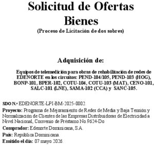 Icon of PLIEGO EDENORTE-LPI-BM-2025-0002 ADQUISICIÓN DE EQUIPOS DE TELEMEDICIÓN PARA OBRAS DE REHABILITACIÓN DE REDES
