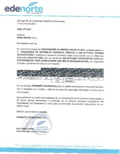 Icon of CARTA ADJUDICACION EDN-CP-13-2017, RADIM IMPORT, S R L.