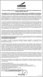 Icon of Llamado a Licitación
      Proyecto de Modernización de la Red de Distribución y Reducción de Pérdidas Eléctricas
                                       Préstamo BIRF No. 8563-DO
