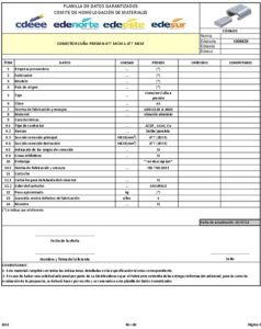 Icon of PLANILLA DE DATOS GARANTIZADOS
                            COMITE DE HOMOLOGACIÓN DE MATERIALES