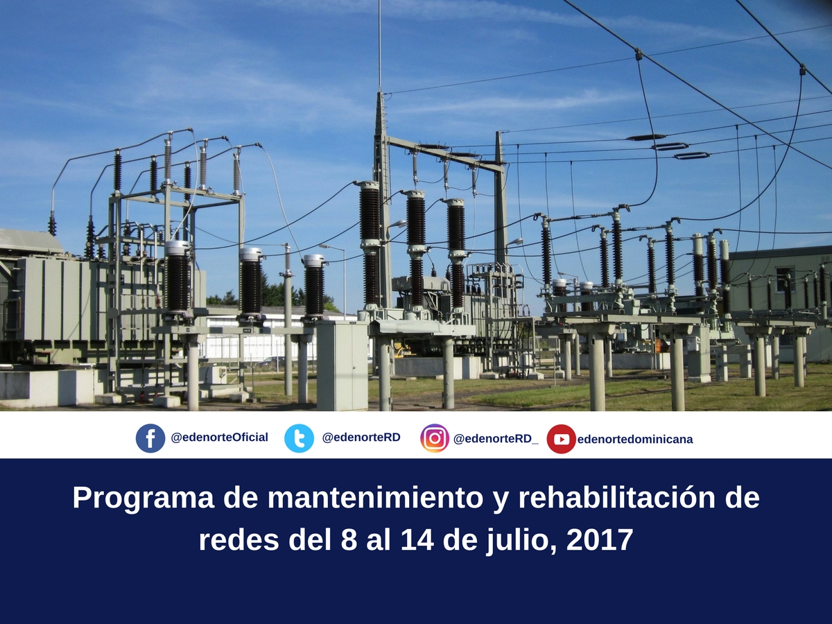 Programa de mantenimiento y rehabilitación de redes del 8 al 14 de julio, 2017