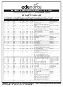 Programa de mantenimiento de redes Edenorte, del 23 al 29 abril del 2022